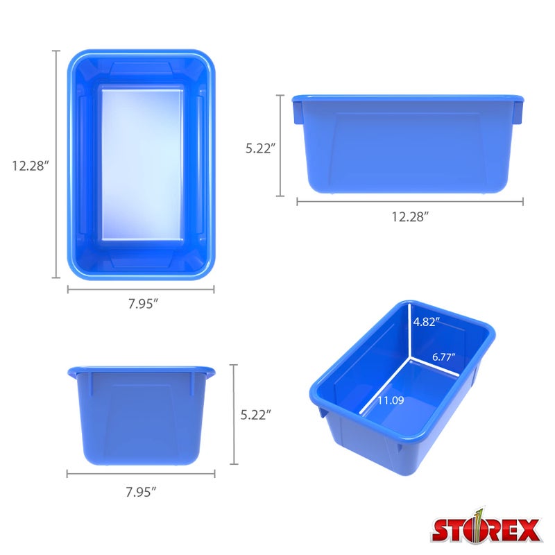 Storex 62414U05C Small Cubby Bin, Plastic Storage Container Fits Classroom Cubbies, Pack of 5, 12.2" x 7.8" x 1" (Assorted colors) - Image 3